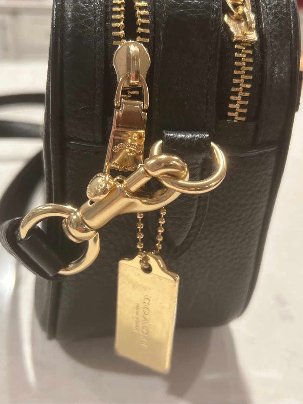 Coach Black Pebbled Leather Crossbody with Gold-Tone Hardware NWT - Picture 3 of 10